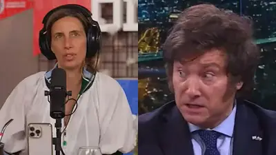 A la izquierda, Luciana Geuna; a la derecha, Javier Milei. A la izquierda, Luciana Geuna; a la derecha, Javier Milei.