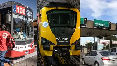 Colectivo, subte y cabina del peaje Colectivo, subte y cabina del peaje