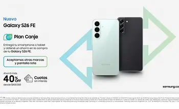 Galaxy S26 FE en Argentina, precio en 18 cuotas | Celulares