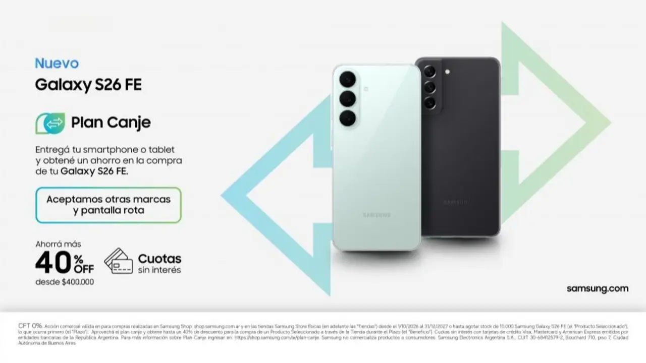 Galaxy S26 FE + Plan Canje