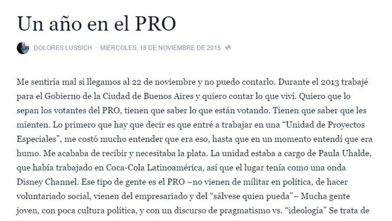 La carta de una ex empleada del PRO que se viralizó en las redes