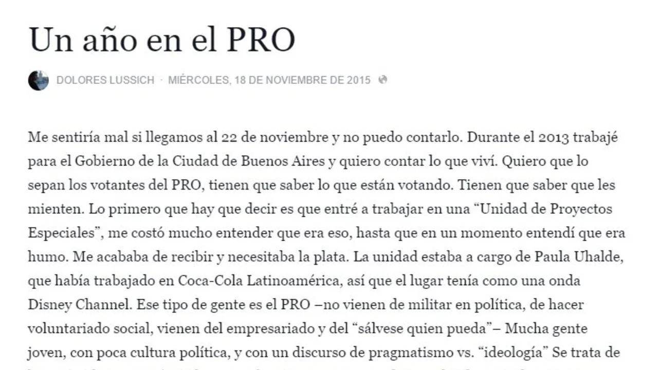 La carta de una ex empleada del PRO que se viralizó en las redes