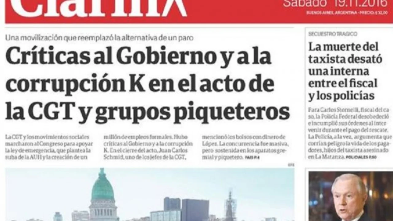 El insólito título de tapa de Clarín sobre la marcha contra el Gobierno