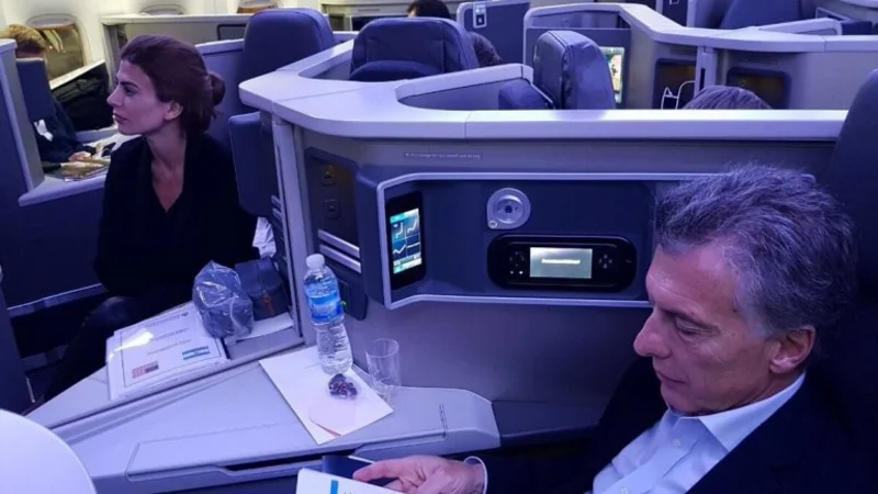 Macri viajó a Nueva York en un vuelo de primera clase de American Airlines