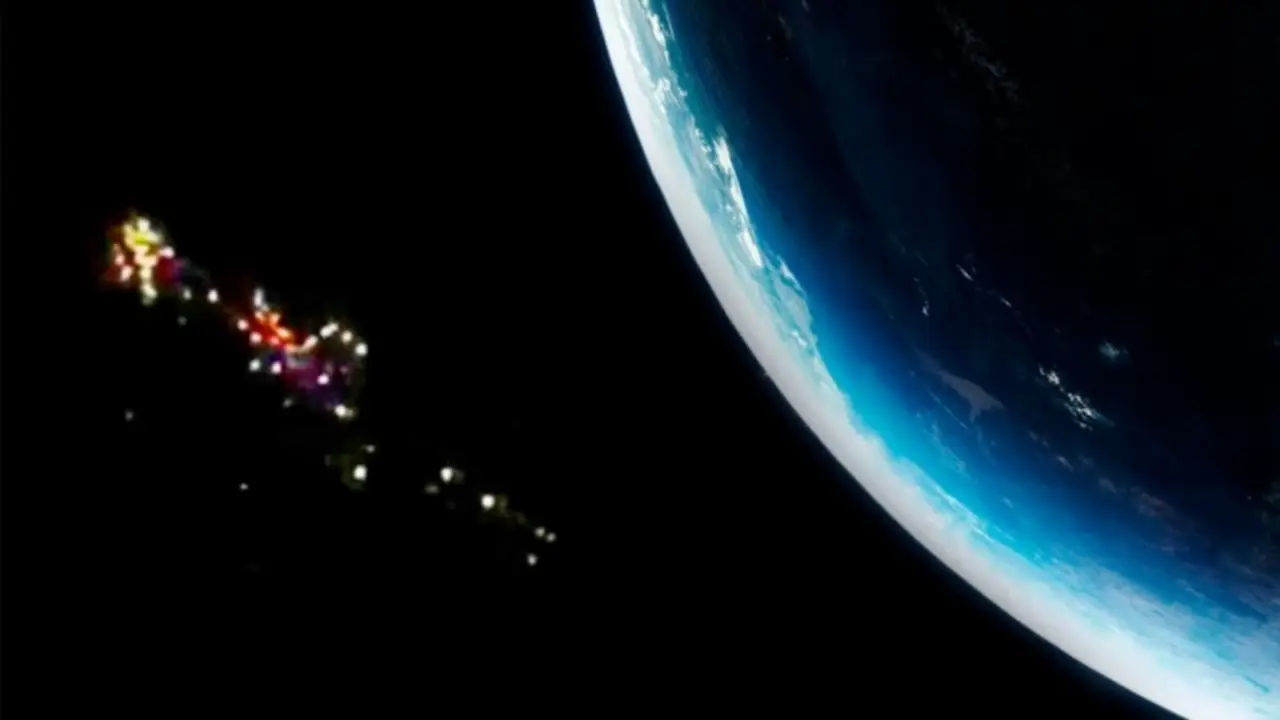 Registran una supuesta tropa de ovnis volando cerca de la Estación Espacial Internacional