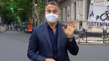 El mal momento de Lapegüe con TN en el velorio de Maradona