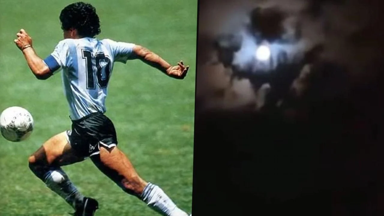Diego Maradona en el cielo, silueta