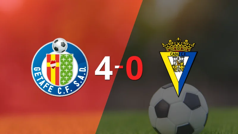 Goleada de Getafe 4 a 0 sobre Cádiz