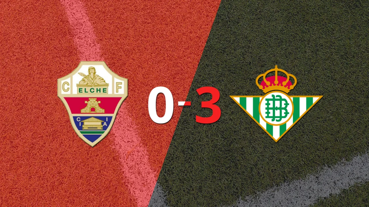 Betis no tuvo piedad y goleó 3 a 0 en su visita a Elche