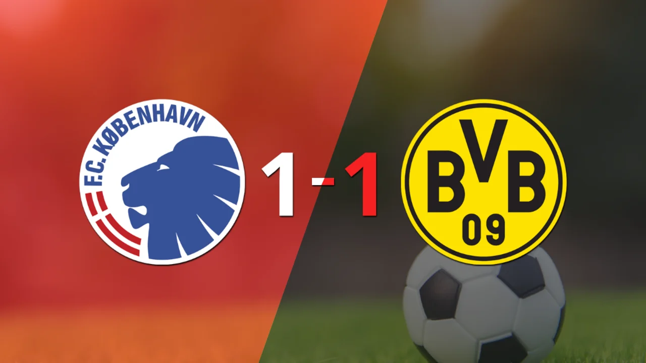 Borussia Dortmund logró sacar el empate a 1 gol en casa de FC Copenhague