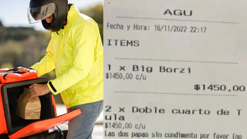Pidió comida por una app y recibió un inesperado mensaje.