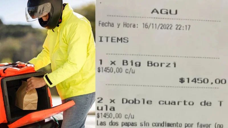 Pidió comida por una app y recibió un inesperado mensaje.