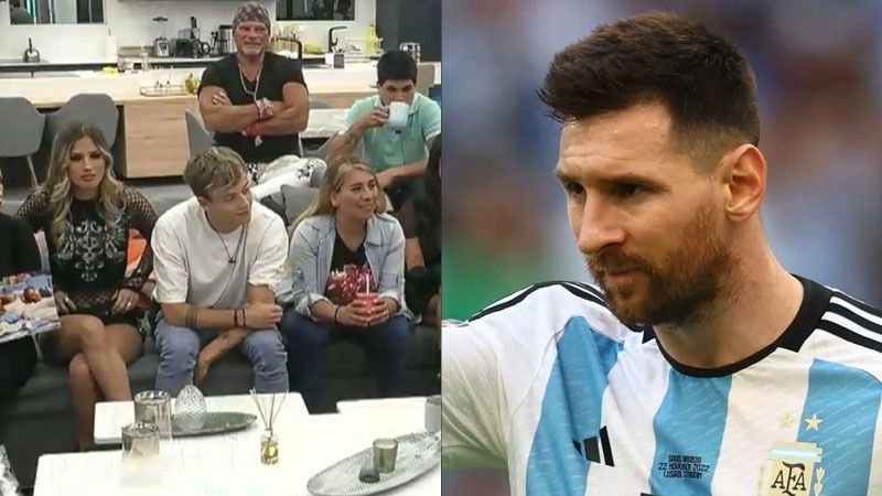 Lionel Messi y participantes de Gran Hermano