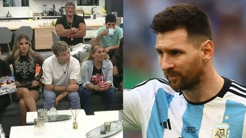 Lionel Messi y participantes de Gran Hermano