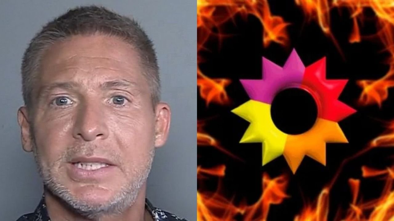 Adrián Suar y el logo de El Trece