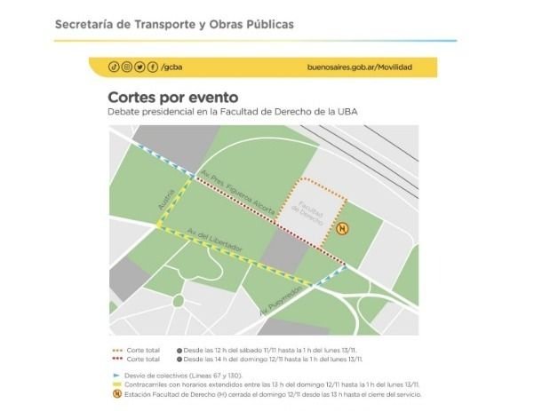 Mapa de cortes por el Debate presidencial.