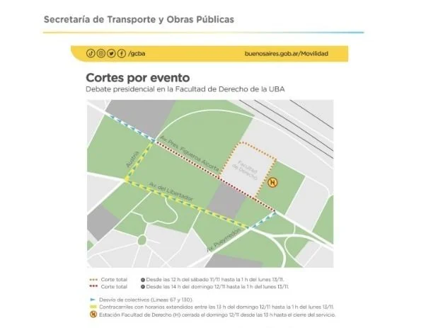 Mapa de cortes por el Debate presidencial.
