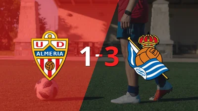 Real Sociedad consiguió una importante victoria de visitante al derrotar a Almería por 3 tantos a 1 Real Sociedad consiguió una importante victoria de visitante al derrotar a Almería por 3 tantos a 1