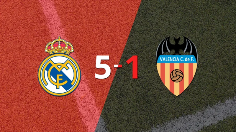 Real Madrid le pasó por encima a Valencia con doblete de Vinicius Júnior