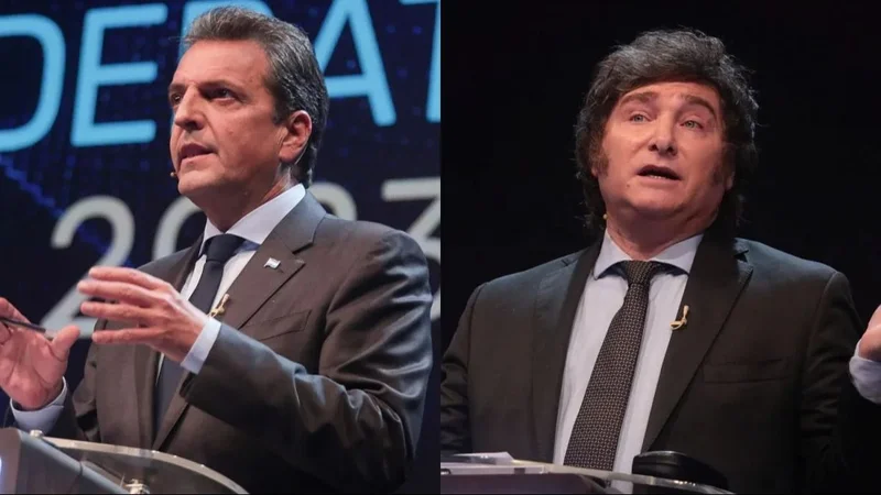 Sergio Massa y Javier Milei, candidatos que se enfrentarán este domingo en el balotaje