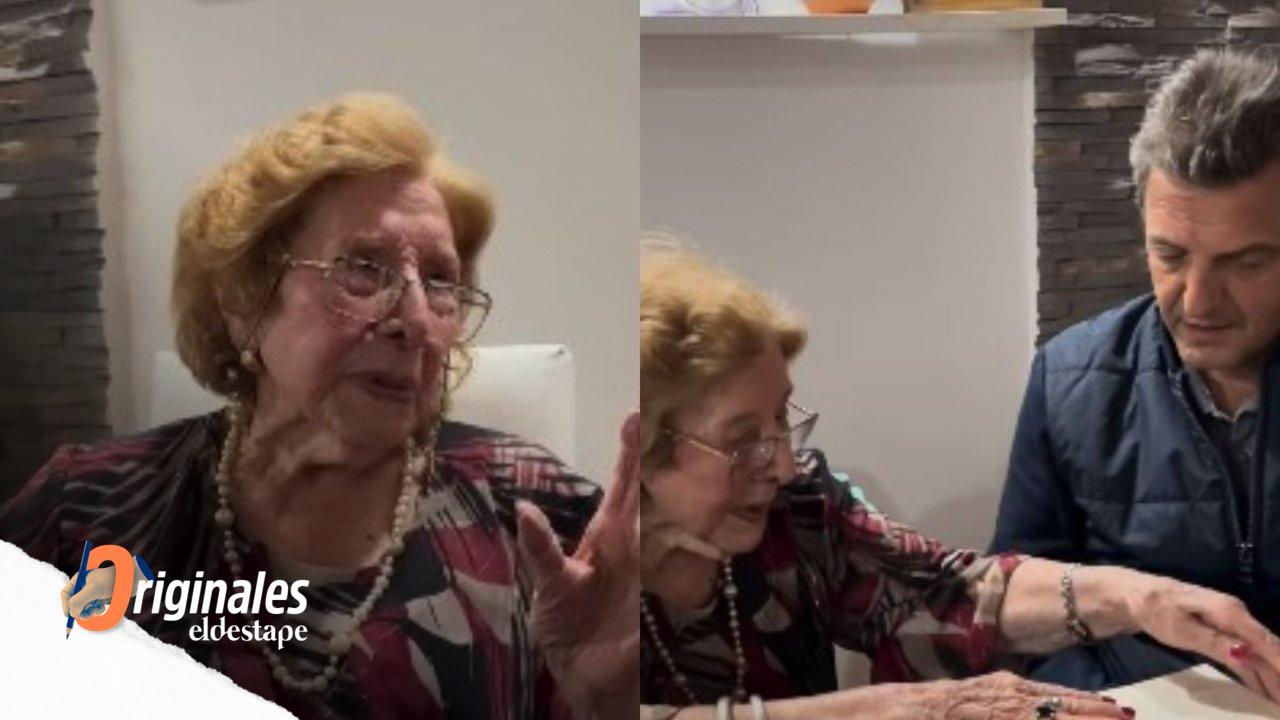 Fanny Magdalena Córdoba, mujer de 104 años, radicada en Berazategui y nacida en Pirovano, que fue incluida en el padrón electoral para votar y visitó Sergio Massa