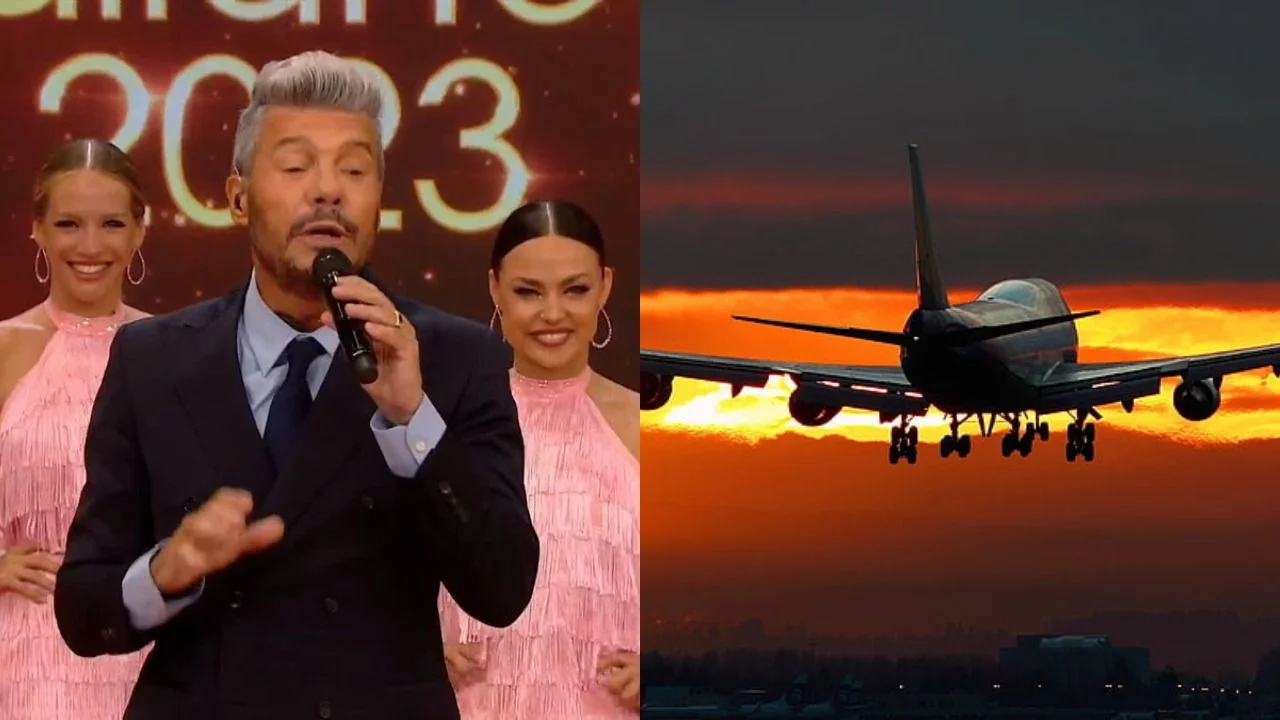 Marcelo Tinelli y un avión despegando