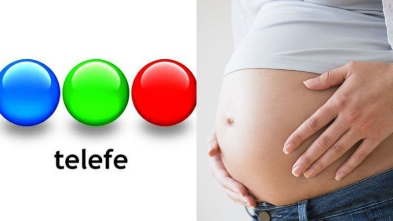Logo de Telefe y una mujer embarazada