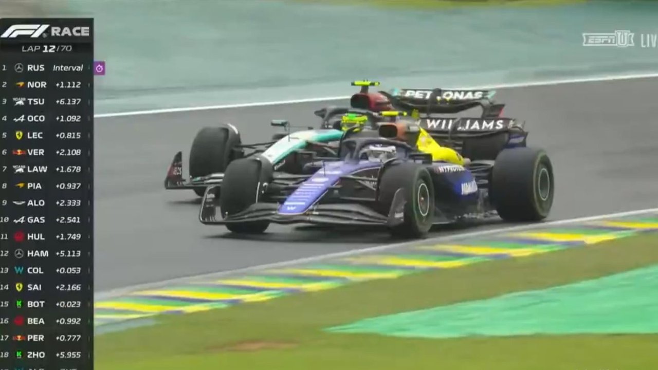 Impresionante Franco Colapinto: así pasó a Lewis Hamilton en Brasil
