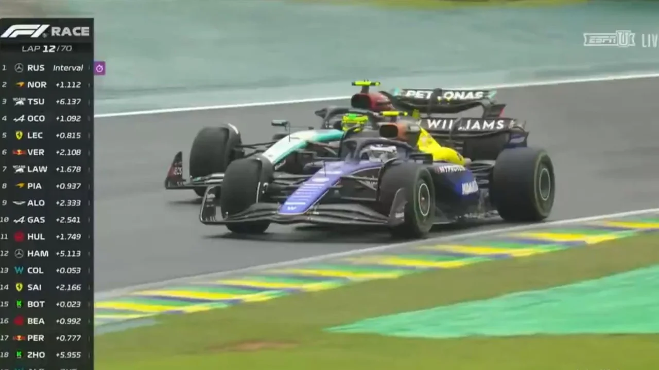 Impresionante Franco Colapinto: así pasó a Lewis Hamilton en Brasil