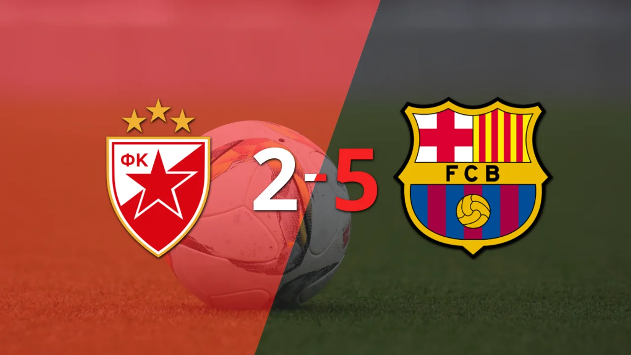 Robert Lewandowski anotó un doblete en la goleada 5-2 de Barcelona a Estrella Roja