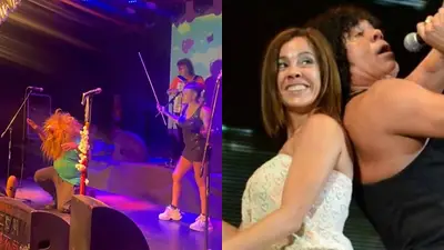 Lorena Jiménez con un león y una foto con su padre, La Mona Jiménez Lorena Jiménez con un león y una foto con su padre, La Mona Jiménez