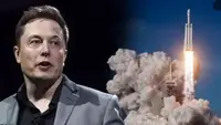 Elon Musk y un cohete.