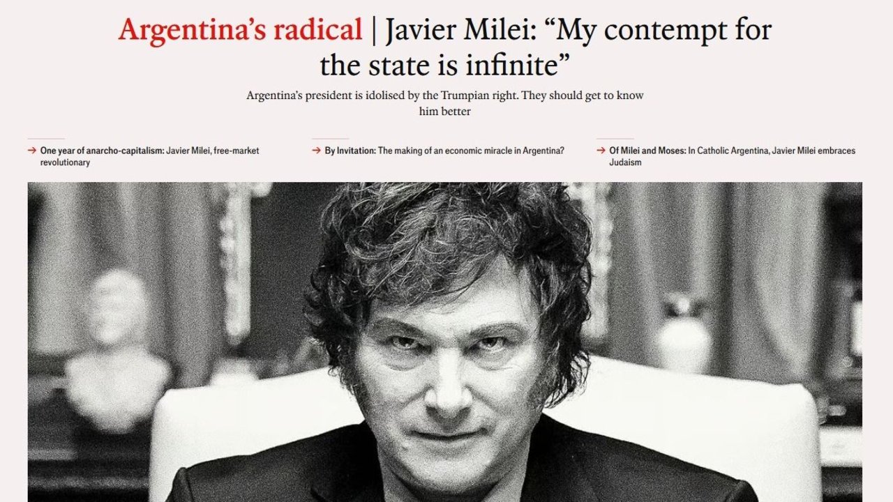 Milei, tapa de The Economist: "Mi desprecio por el Estado es infinito"