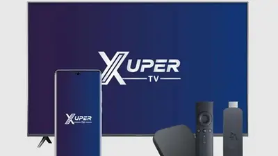 Dispositivos móviles con el logo de Xuper TV. Dispositivos móviles con el logo de Xuper TV.