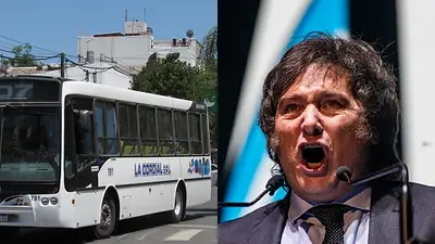 Colectivo y Javier Milei Colectivo y Javier Milei