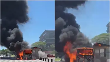 Se incendió un colectivo en Ciudad Universitaria y las llamas carbonizaron el vehículo