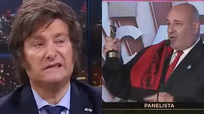 A la izquierda, Javier Milei; a la derecha, Santiago Cúneo. A la izquierda, Javier Milei; a la derecha, Santiago Cúneo.