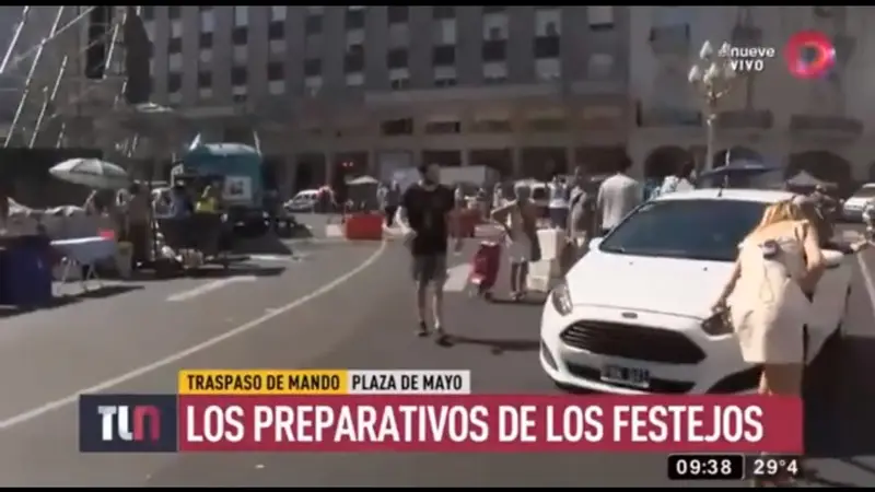 Atropellaron a una periodista de Telenueve en medio de la la asunción de Alberto Fernández