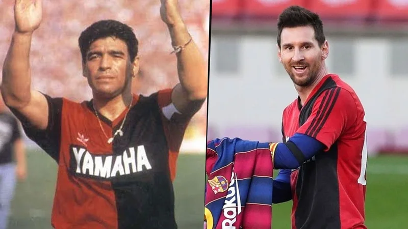 Diego Maradona y Lionel Messi con la camiseta de Newell's, quién se la regaló
