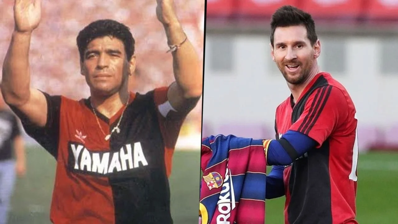 Diego Maradona y Lionel Messi con la camiseta de Newell's, quién se la regaló