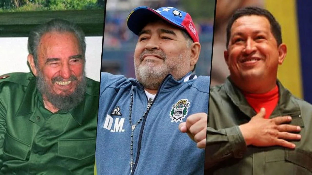 Diego Maradona, Fidel Castro y Hugo Chávez