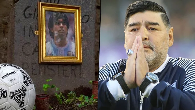 Diego Maradona, la frase y mensaje que figura en su tumba, cementerio de Bella Vista