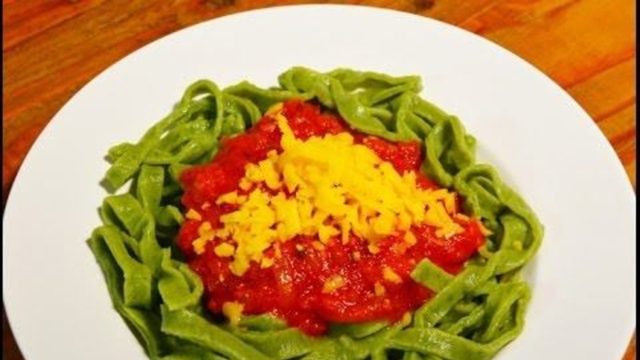 Fideos de espinaca
