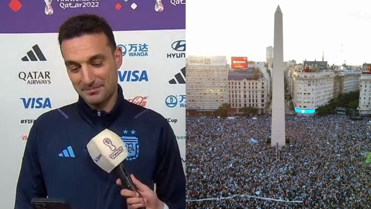 Lionel Scaloni y los festejos en el Obelisco