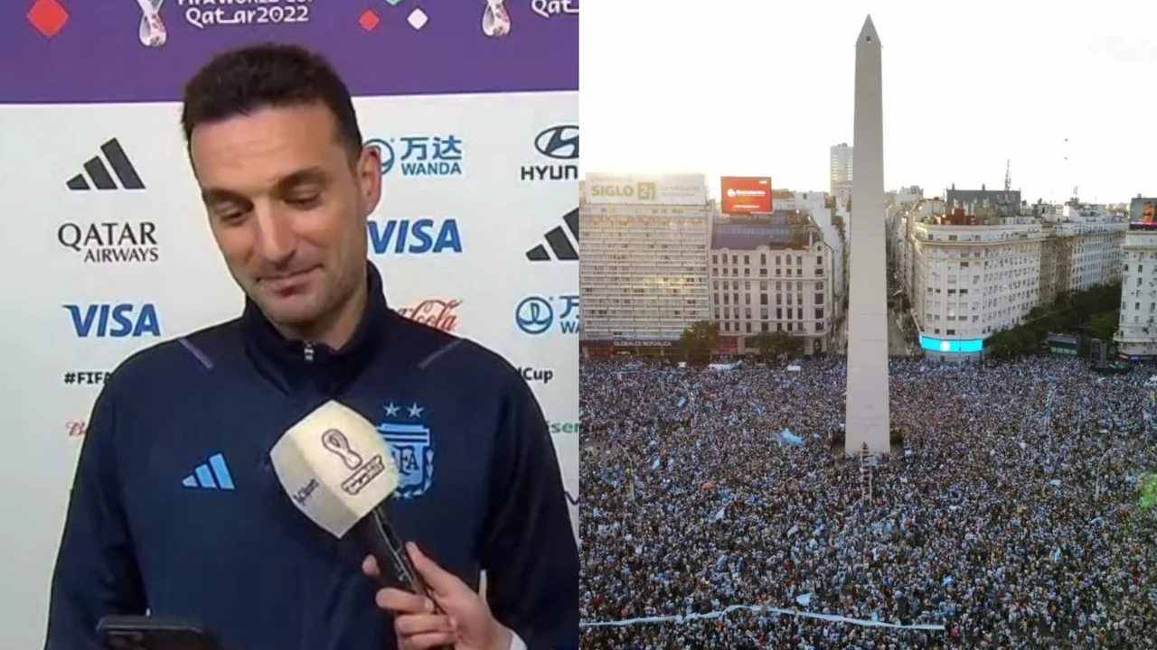 Lionel Scaloni y los festejos en el Obelisco