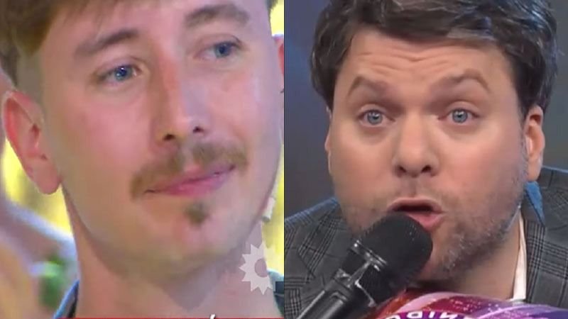 Guido Kaczka apura a un participante de Los 8 Escalones