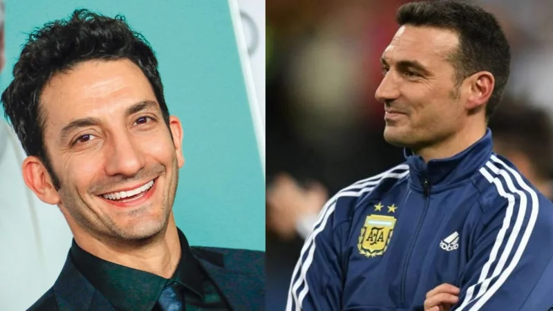 Juan Minujín y Lionel Scaloni