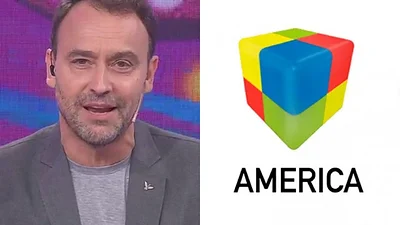Adrián Pallares y el logo de América TV Adrián Pallares y el logo de América TV