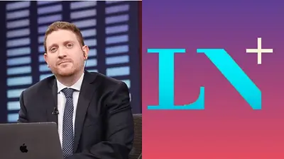 Jonatan Viale y el logo de LN+ Jonatan Viale y el logo de LN+