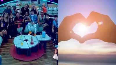 Los participantes de Gran Hermano y una mano formando un corazón Los participantes de Gran Hermano y una mano formando un corazón